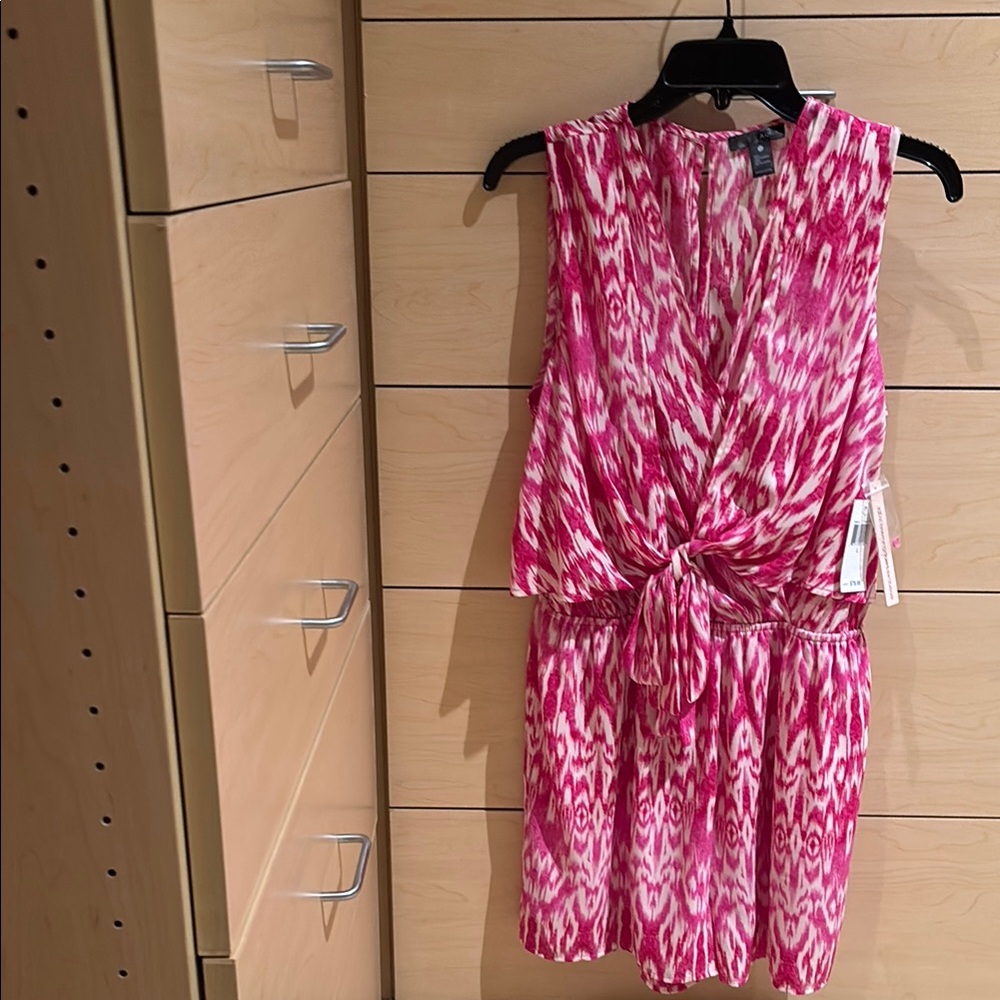 Pink Patterned Sleeveless Romper